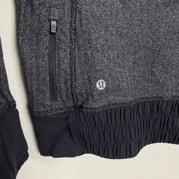 Lululemon Women's Size 4 Think Fast Hoodie Heathered Herringbone Black - Picture 6 of 11